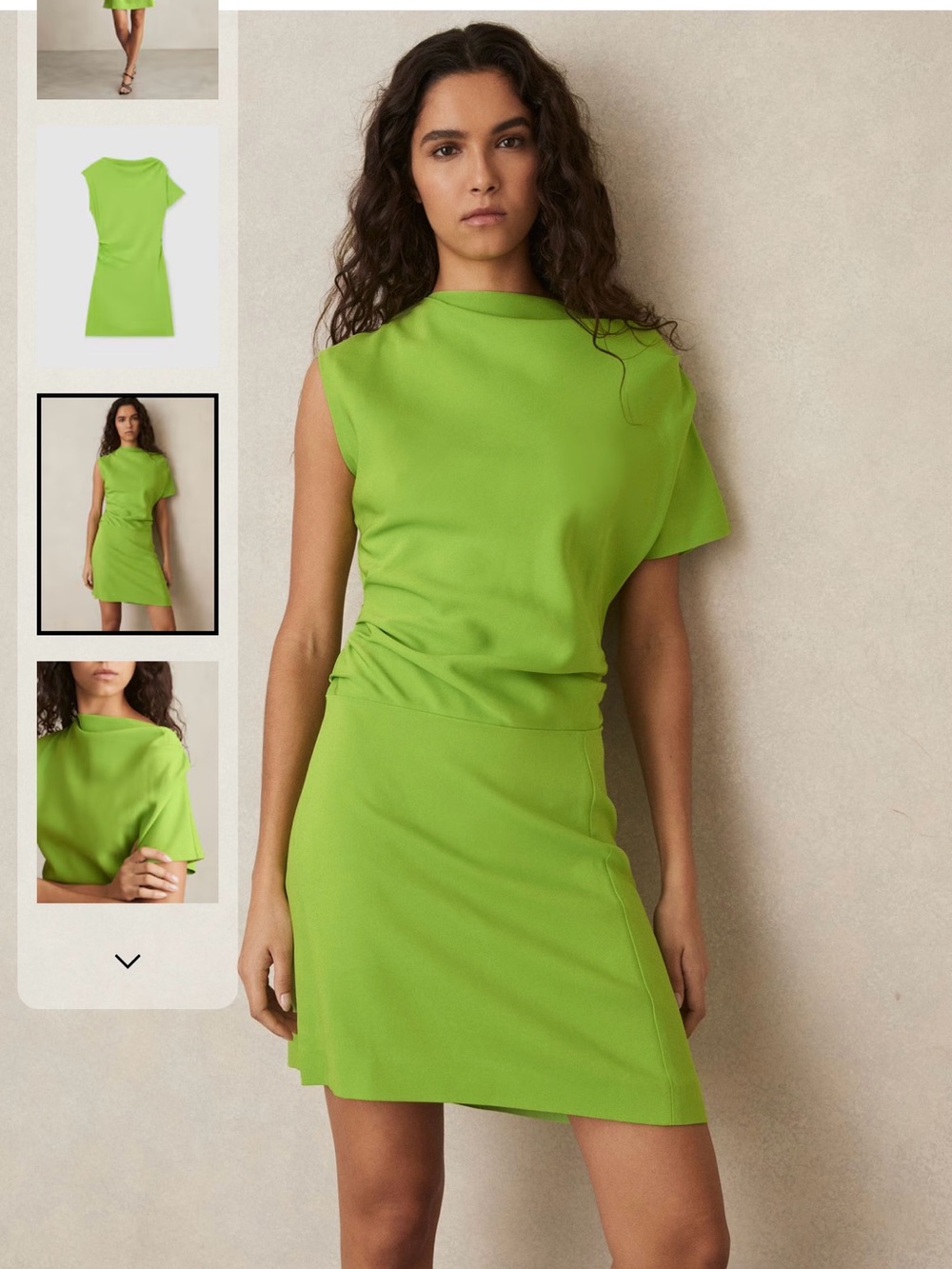 Reiss Women's Asymmetric Sleeve Lime Dress